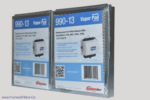 1042 Generalaire Humidifier Pad 990-13 for Model 1042. Actual Size 12" x 9 3/4" x 1 1/2" with Metal Frame, Package of 2
