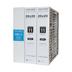 Clean Comfort Part # AMP-11-2020-45. 20x20 MERV 11 Actual Size Written on Filter 20" x 20" x 4.5" Actual Measured Size 19.93" x 19.68" x 4.37." Case of 3