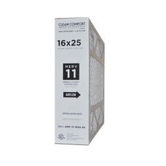 Clean Comfort 16x25 MERV 11 Part # AMP-11-1625-45. Actual Size Written on Filter 16" x 25" x 4.5" Actual Measured Size 15 3/4" x 24 3/4" x 4 3/8". Pack of 1