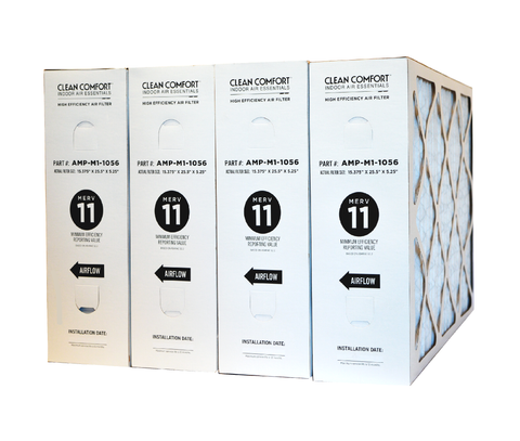 Clean Comfort AMP-M1-1056 MERV 11. Fits Clean Comfort, Goodman, Amana, SmartAir. Actual Size 15.375" x 25.5" x 5.25." Case of 4