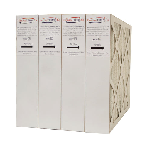 Carrier GAPCCCAR1625 - MERV 13. Actual Dimensions 17 1/8" x 24 1/2" x 3 9/16" Aftermarket / Generic. Case of 4