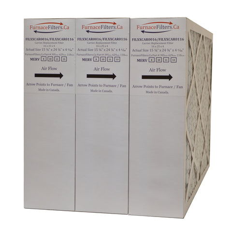 Carrier FILCCCAR0016 Furnace Filter Size 16 x 25 x 4 5/16" MERV 8. Case of 3
