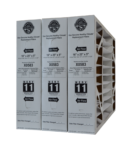 Lennox X0583 Furnace Filter 16x25x5 Healthy Climate MERV 11.Package of 3