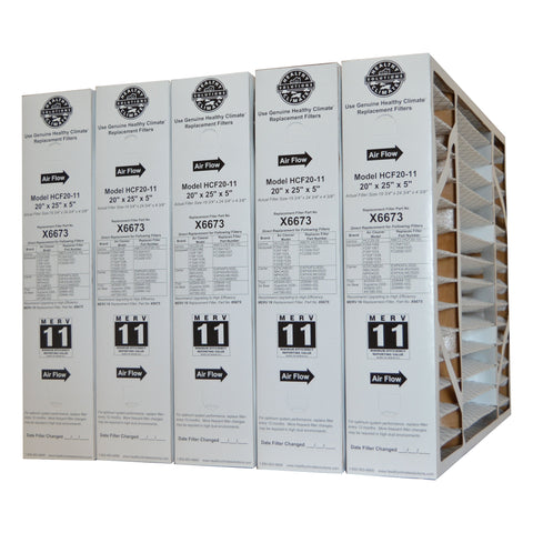 Lennox X6673 Furnace Filter 20x25x5 Healthy Climate MERV 11 for Model HCF20-11. Package of 5