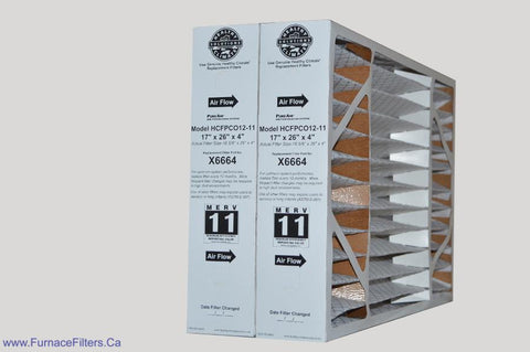 Lennox X6664 Furnace Filter 17x26x4 Healthy Climate MERV 11 for PCO-12C. Package of 2