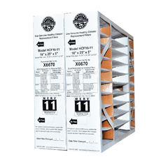 Lennox 16x25x5 Part # X6670 Healthy Climate MERV 11 for HCF16-11. Actual Filter Size is 15 3/4" x 24 3/4"x 4 3/8".Package of 2
