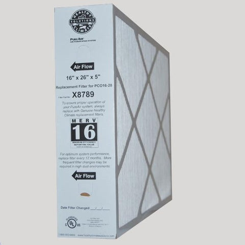Lennox X8789 Furnace Filter 16x26x5 Healthy Climate MERV 16 for PC016-28 PureAir System. Package of 1