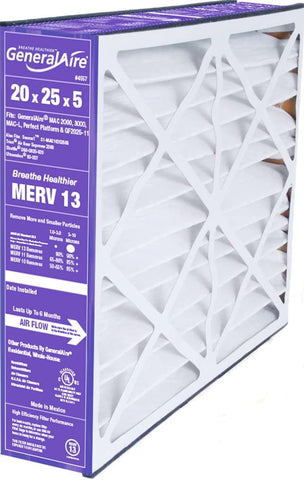 Generalaire 4557 Furnace Filter 20x25x5 MERV 13 for MAC 2000. Actual Size 19 5/8" x 24 3/16" x 4 15/16." - Pack of 1)