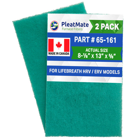 65‐161 Lifebreath HRV Filter, Synthetic Media with actual size : 8 1/8" x 13" x 5/8" each - Set of 2