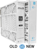 Clean Comfort Part # AMP-11-2025-45. 20x25 MERV 11 Actual Size Written on Filter 20" x 25" x 4.5" Actual Measured Size 19.68" x 24.68" x 4.37". Case of 3