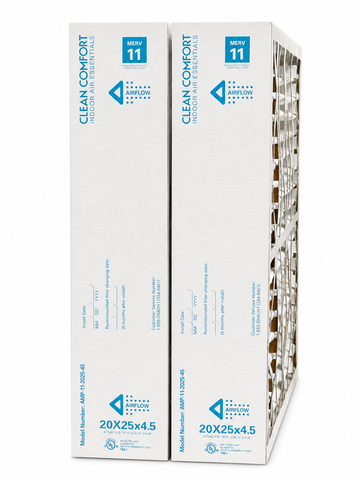 Clean Comfort Part # AMP-11-2025-45. 20x25 MERV 11 Actual Size Written on Filter 20" x 25" x 4.5" Actual Measured Size 19.68" x 24.68" x 4.37". 2 PACK