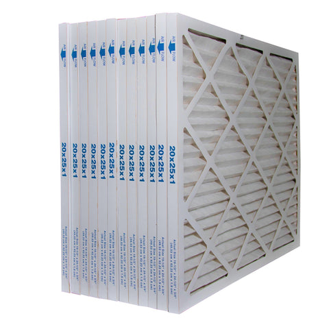 20x25x1 Furnace Filter MERV 8 Pleated Filters. Case of 12