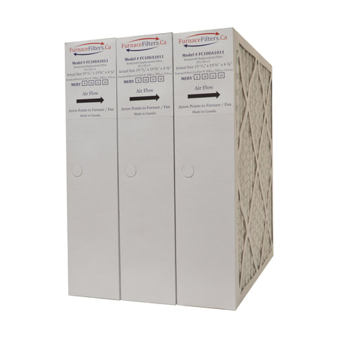 Honeywell 20x20x4 Furnace Filter Model # FC100A1011 MERV 11. Actual Size 19 15/16" x 19 3/4" x 4 3/8" Aftermarket. Case of 3
