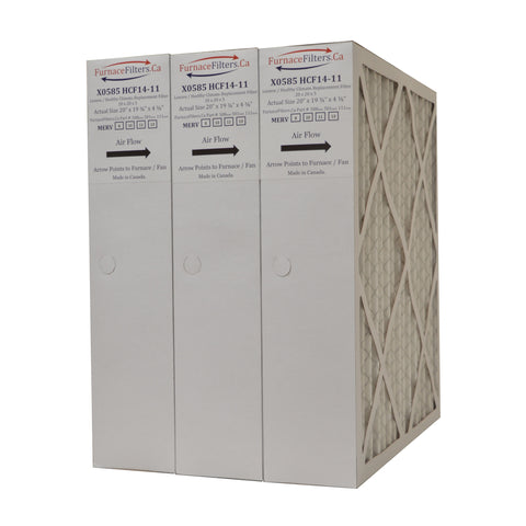 Lennox X0585 Furnace Filter 20x20x5 Replacement MERV 8 for HCF14-11. Actual Size 20" x 19 3/4" x 4 3/8." Case of 3
