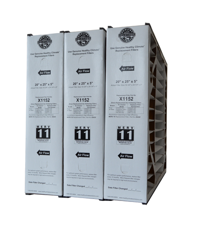 Lennox X1152 Furnace Filter 20x25x5 Healthy Climate MERV 11 With Foam Strips. Actual Size 19 3/4" x 24 1/4" x 5".Package of 3