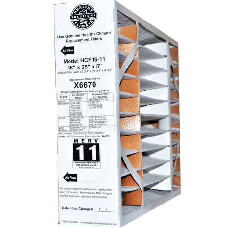 Lennox X6670 MERV 11 16x25x5 Healthy Climate for HCF16-11 & HCC 16-28. Actual Size 15 3/4" x 24 3/4" x 4 3/8." 1 Pack