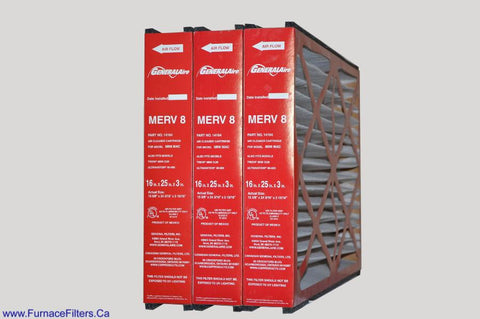 Generalaire 4521 Furnace Filter 16x25x3 MERV 8 Part # 14164 for Mac 1200. GFI 4521 Package of 3